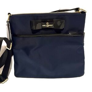 Karl Lagerfeld Navy Crossbody Bag with gold coloured hardware, like new!